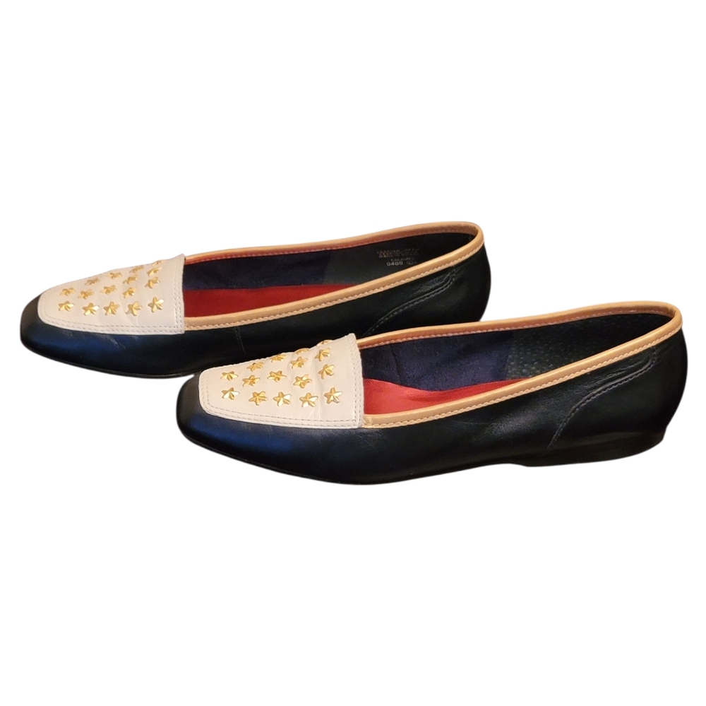 Enzo Angiolini Vero Cuoio Star Studded LeatherLoafers Flats. - Picture 2 of 12